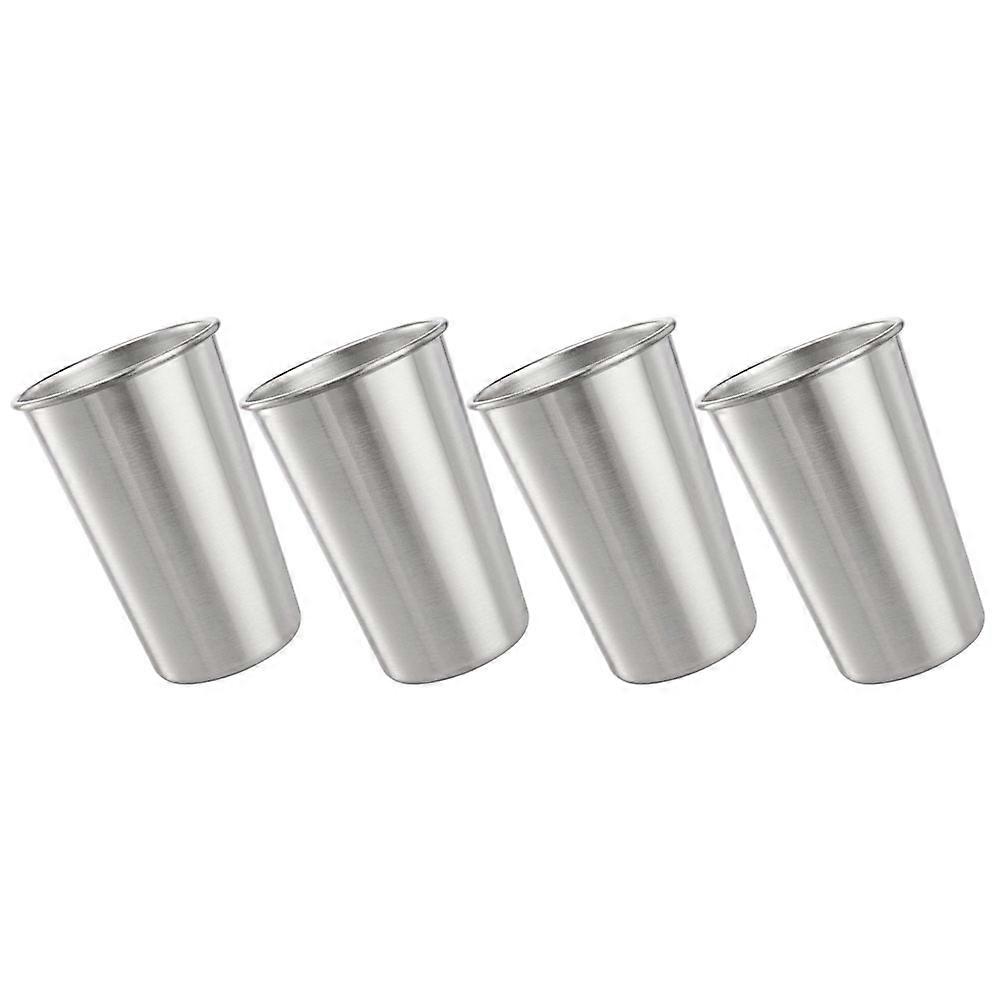 Juice Cups Stainless Steel Water Cups for Home Use Silver Storage 4Pcs