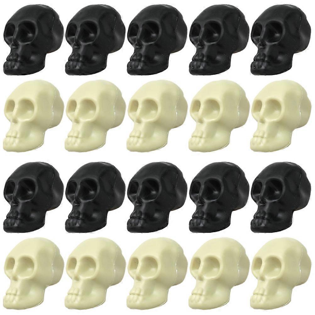 24 Pack Halloween Mini Plastic Skulls Skeleton Decor for Party, Home, Bar, Bedroom – Small Creepy Skull Figurines for Indoor Outdoor Use