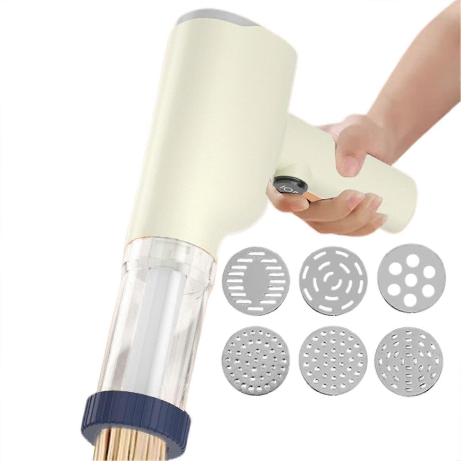Electric Pasta Maker, Noodle Maker Machine with 6 Pasta Discs, Measuring Cup White