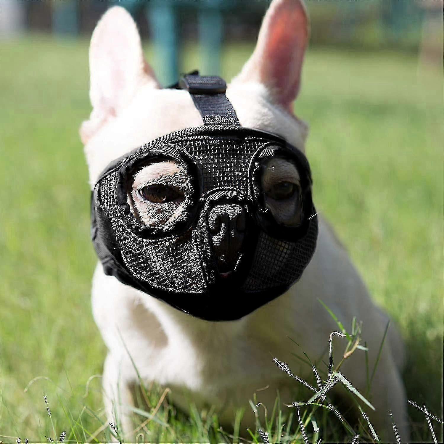 Breathable Mesh Dog Muzzle for Short Snout Breeds - Adjustable Fit for Comfort and Safety