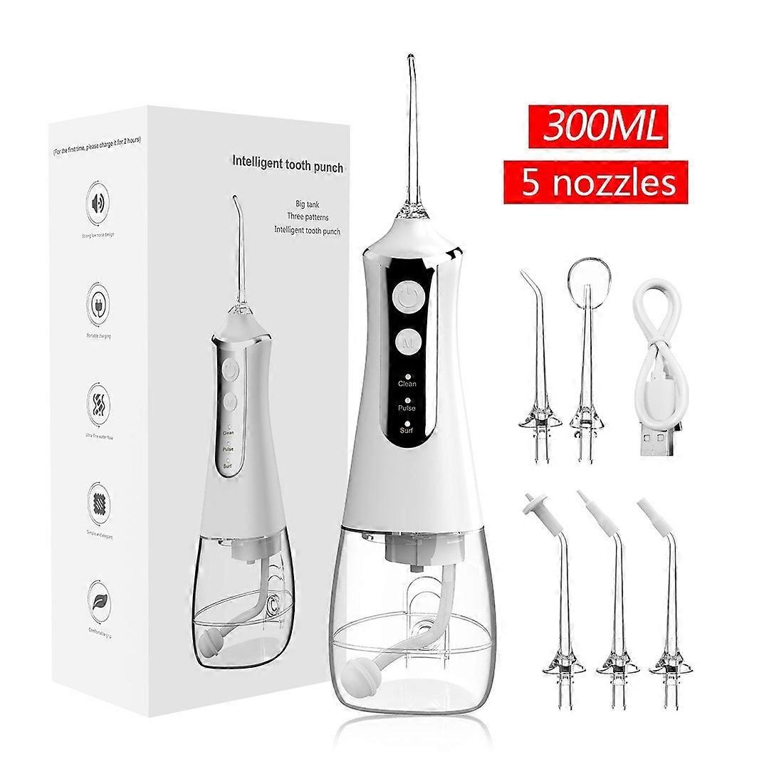 INF Portable Electric Water Flosser USB Rechargeable Nozzle with 5 Nozzles