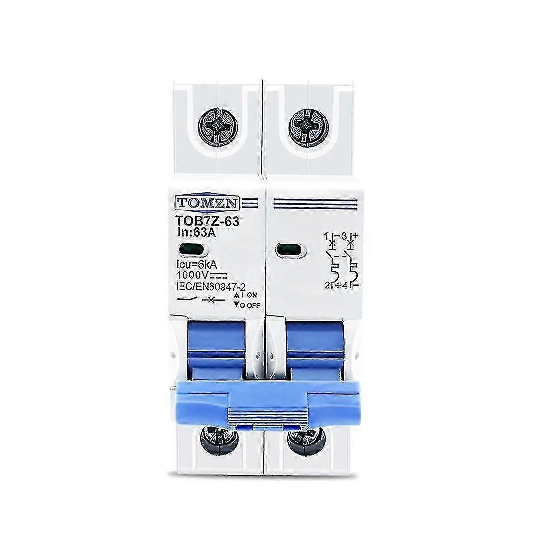 For Tomzn 2p Dc 1000v Solar Mini Circuit Breaker Dc Mcb Circuit Breaker For Pv System, 63a