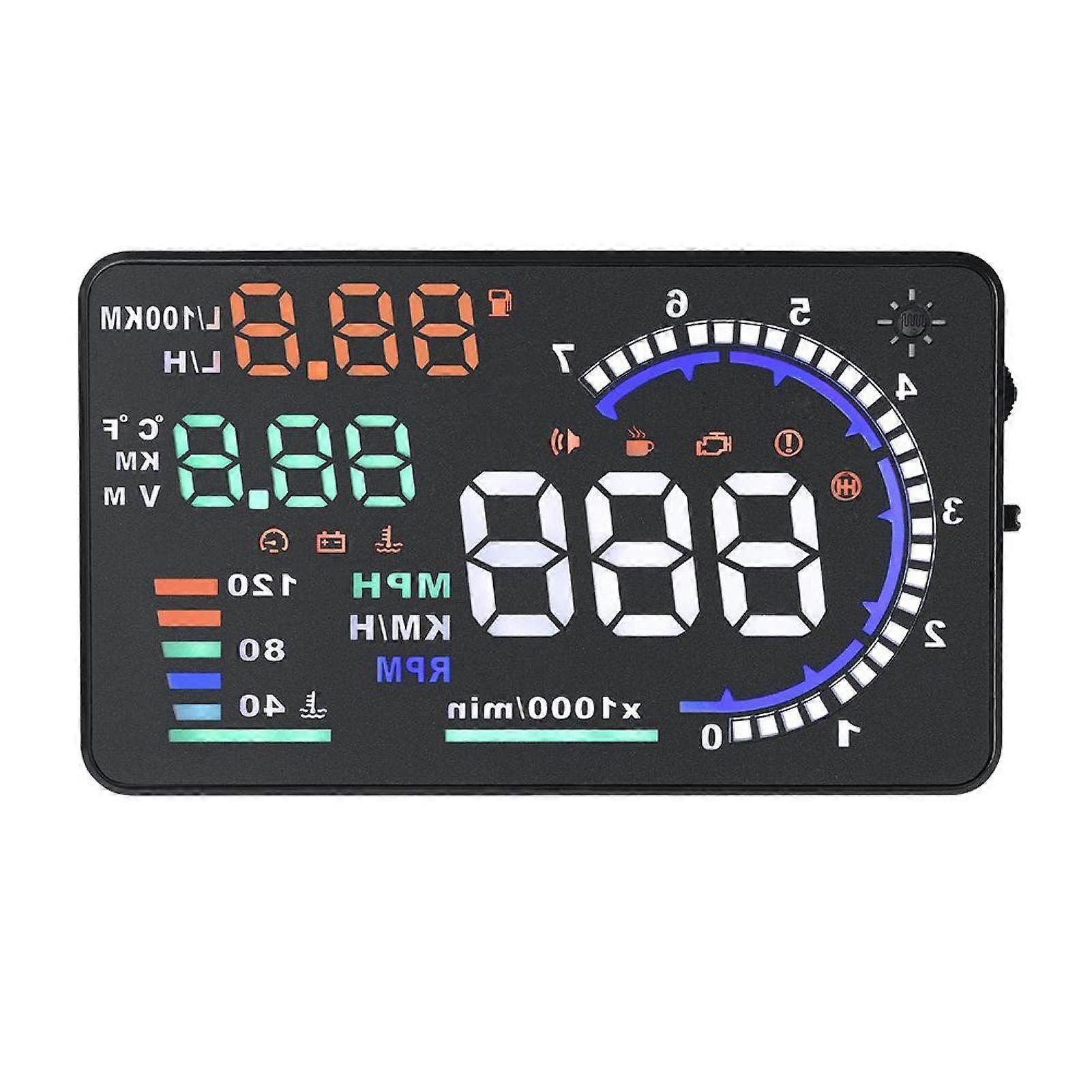 OBD2 Windshield HUD 5.5 Inch Car HeadUp Display OBDII Compatible Reflective Screen Speed Display