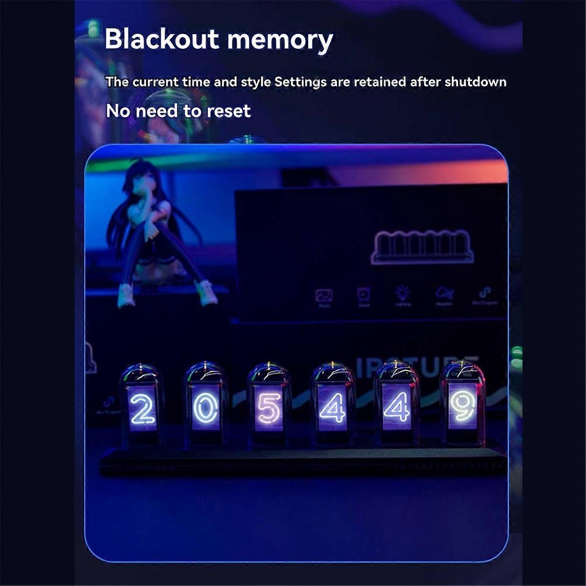 LED Nixie Tube Clock IPS Color Screen Digital Clock DIY Analog Digital Tube WiFi Time Desktop Desktop Digital Clock