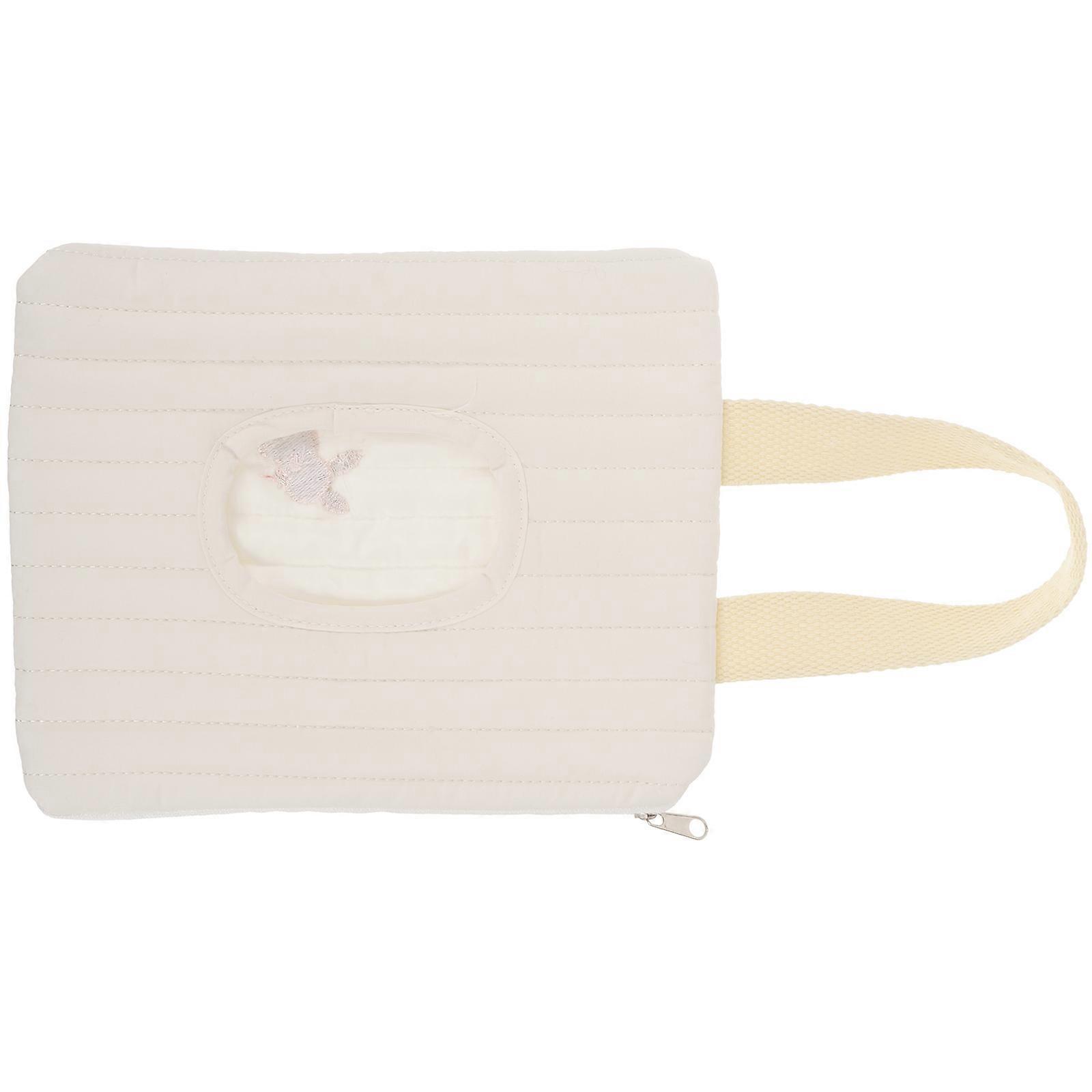 Wet Tissue Dispenser Wipe Carrying Bag for Storage Use Beige Cotton