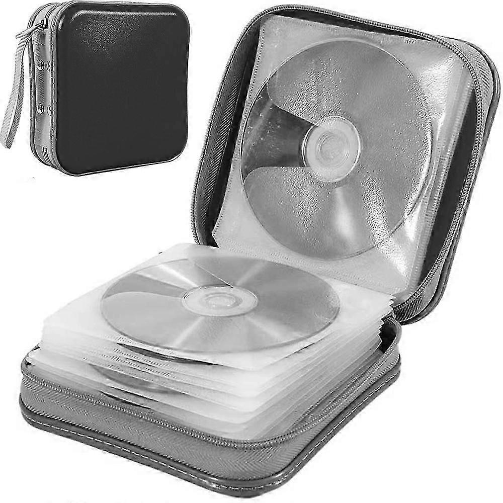 40 Capacity CD Case, Hard Plastic DVD Case Portable Zipper CD Case Holder Large Storage