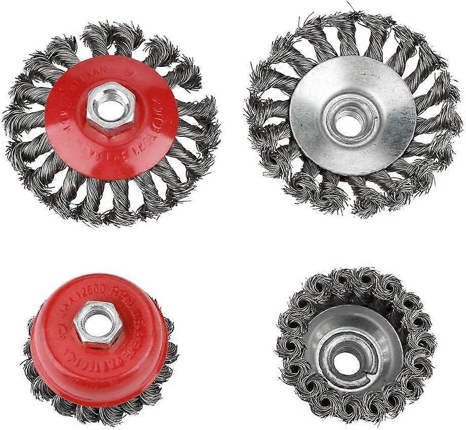 4pcs 75mm/105mm Knotted Wire Brush for Angle Grinder Paint Removal