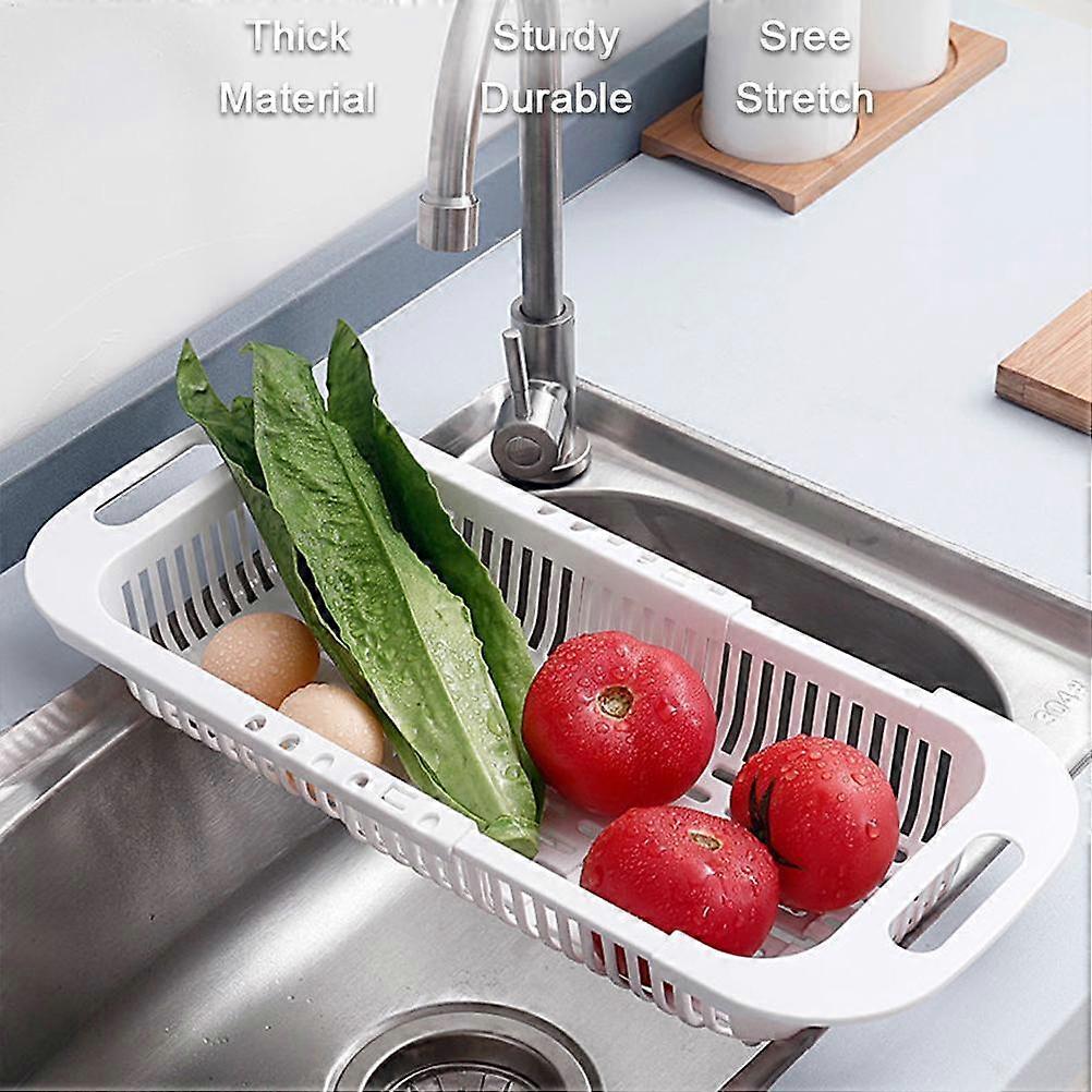 Retractable Kitchen Sink Drain Basket Plastic Rack 34.5x18.5x6.5cm