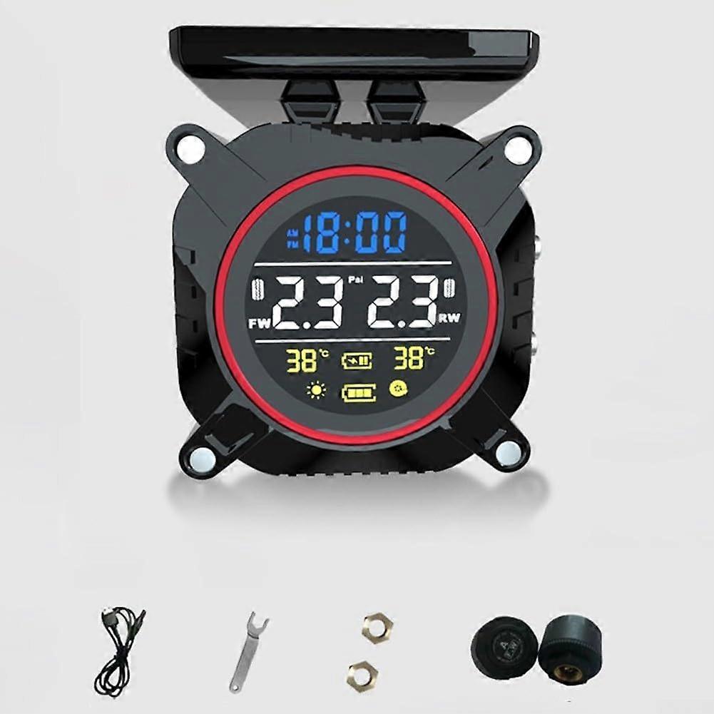 Motorbike TPMS Wireless Tire Pressure Monitoring System for Accurate Measurements in All Riding Conditions - Red Color