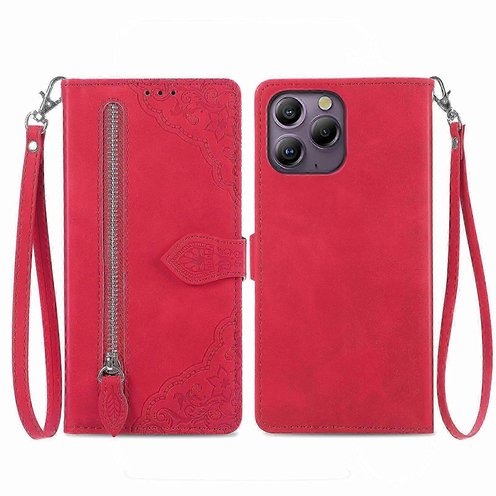 Embossed Flower Zipper Leather Phone Case For Blackview A96 2025