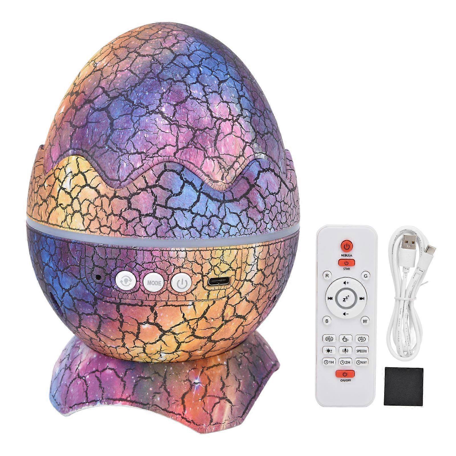 Dinosaur Egg Star Projector Adjustable Angle White Noise Bluetooth Night Light Projector with Remote Control