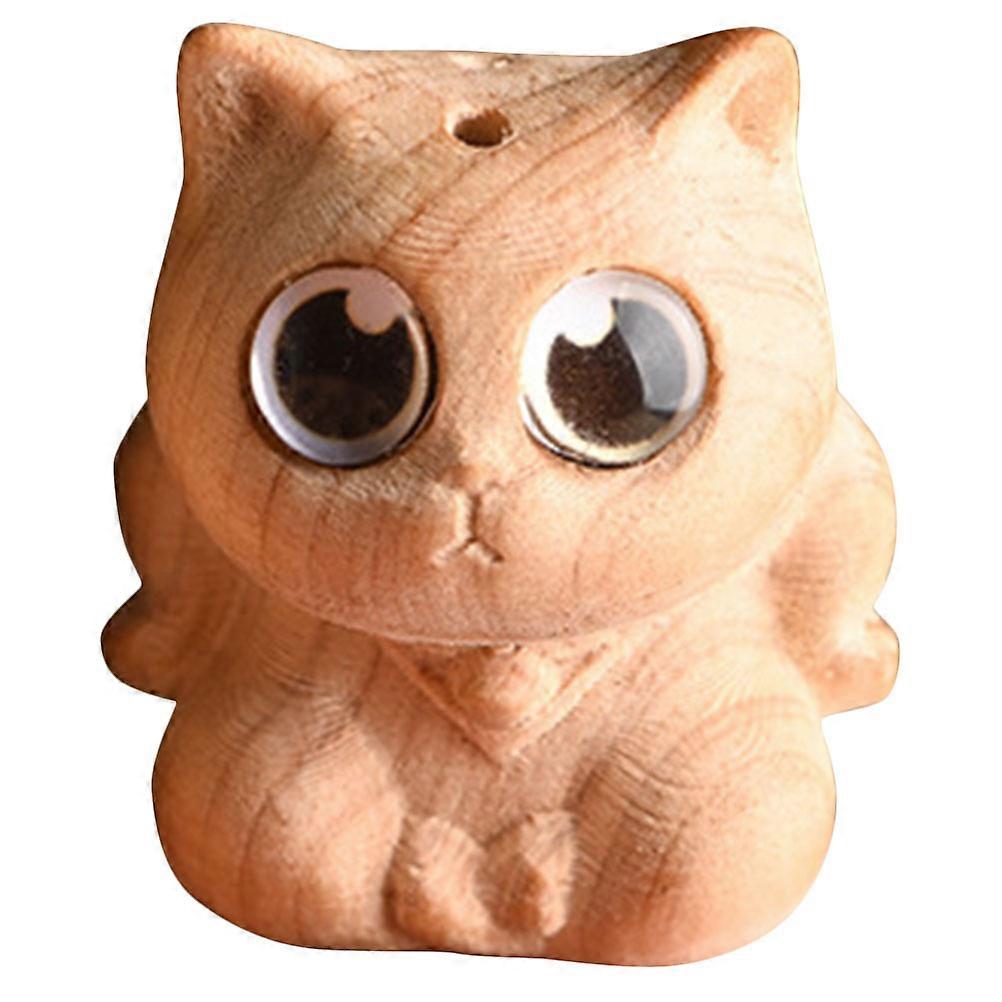 Vintage Cat Pendant Wooden Charm for Key Chain 5Pcs Beige Decor
