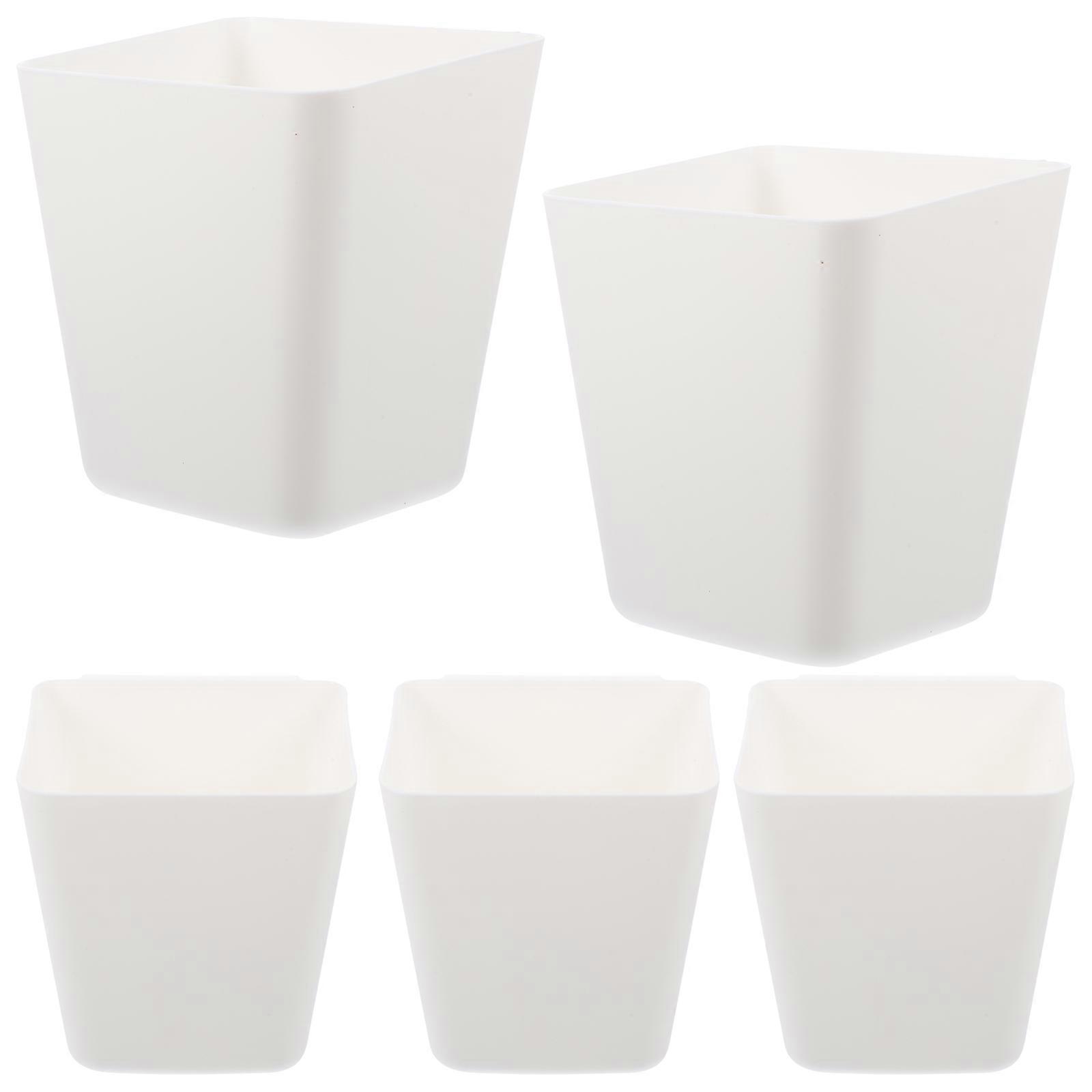 White Hanging Cup Holder Plastic Storage Box for Home Use 5Pcs