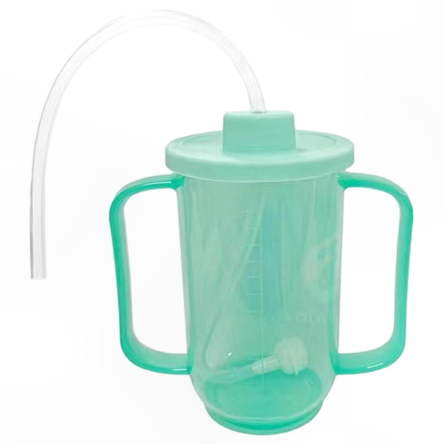 350ml No-Spill Sippy Cup with Long Straw and Dual Handles for Adults