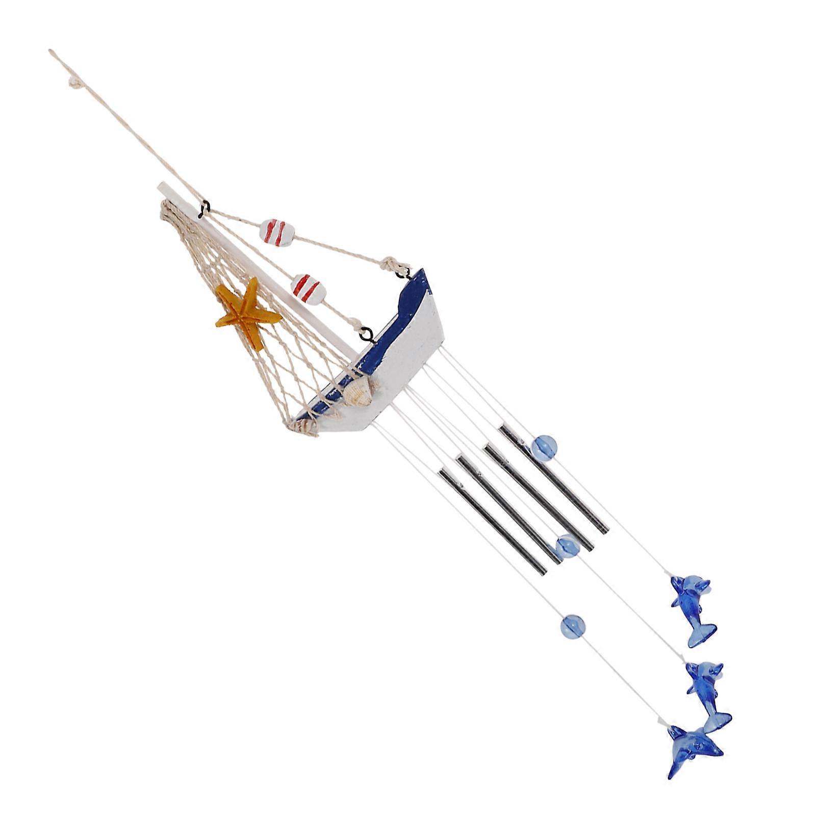 Decorative Wind Chime Sailboat Wind Chime Pendant for Home 5Pcs White