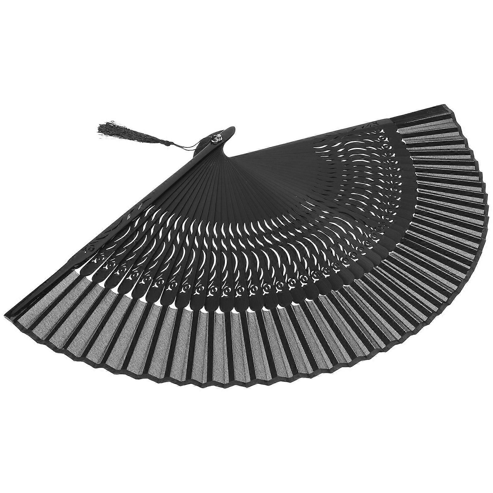 Chinese Style Handheld Folding Fan for Dancing Party 4Pcs Black Fan