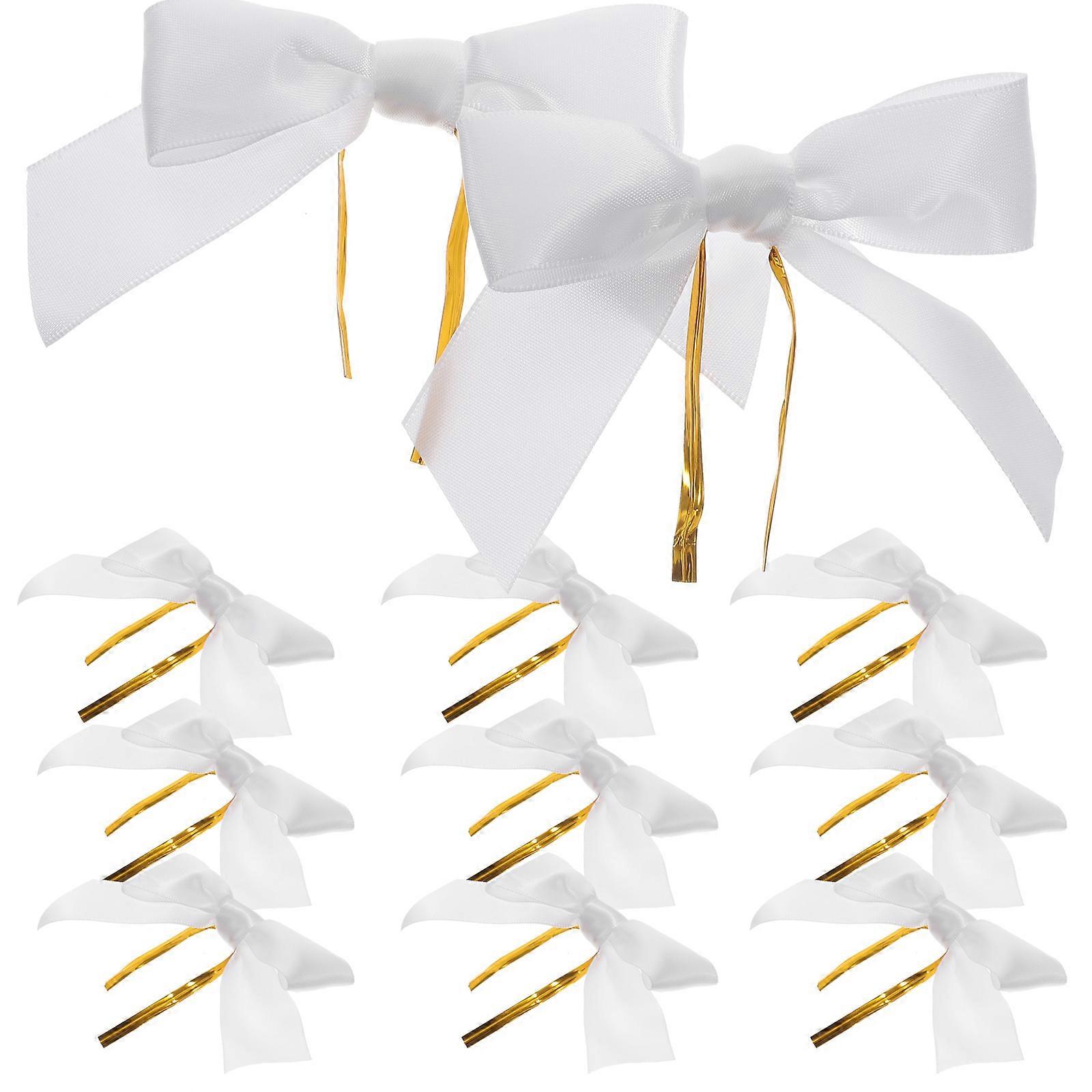 Gift Wrapping Bow Shape White Polyester Ribbon for Graduation Home Decoration 50Pack