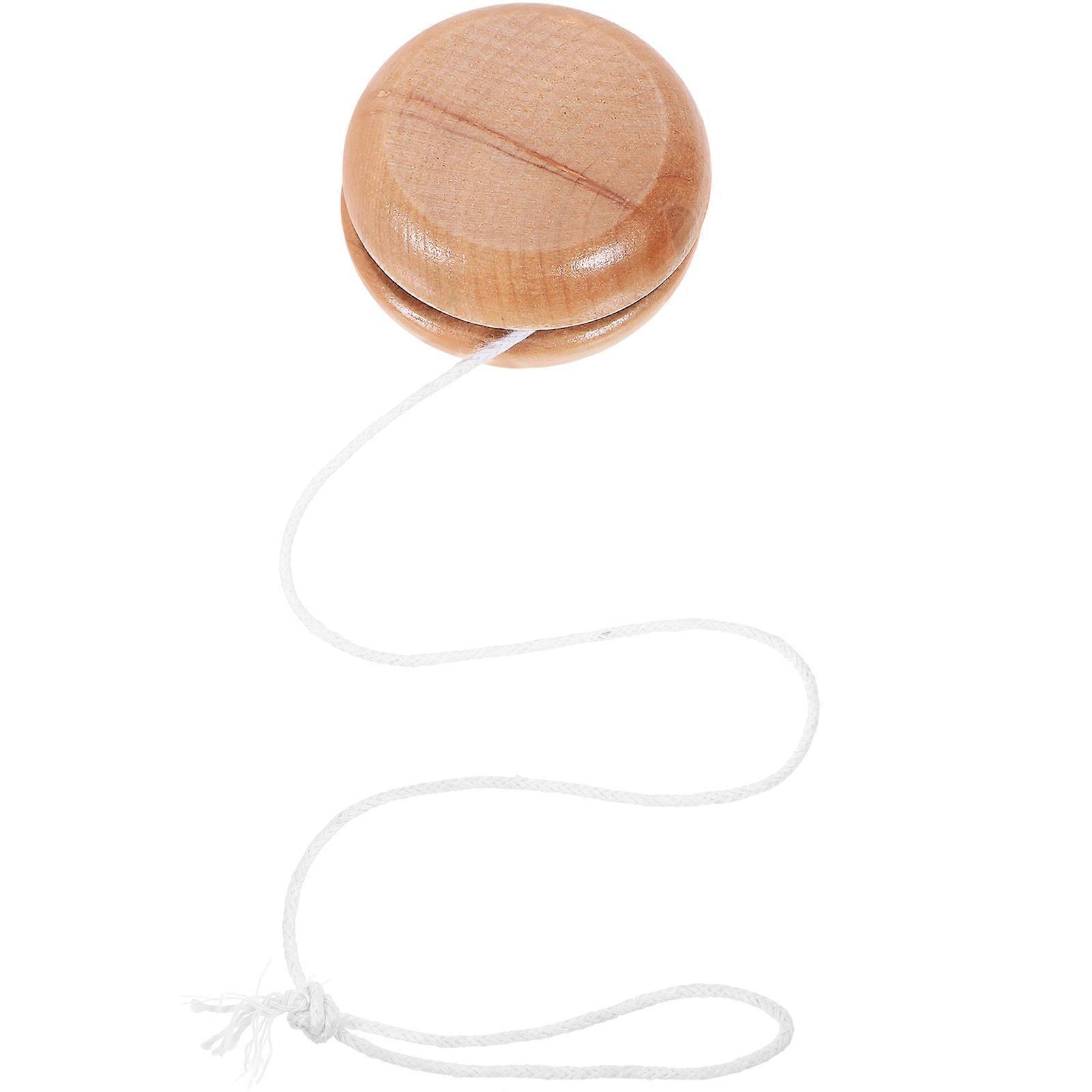 Wood Yo-Yo Toy Unisex Outdoor Educational Use Khaki Wooden Finger and Wrist Exercise 1Pcs