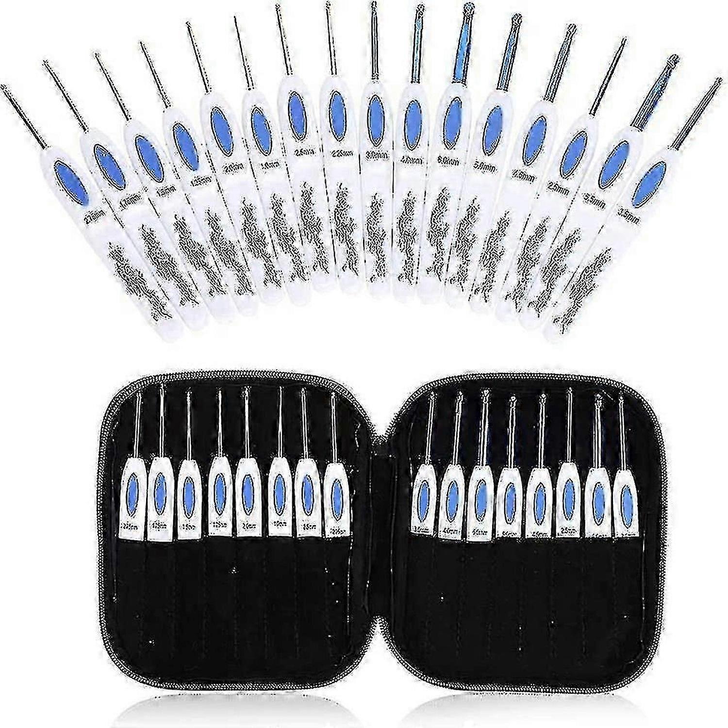 Clover Crochet Hooks Set 16pcs With Portable Case For Diy Hand Knitting Art For Lovers(blue)