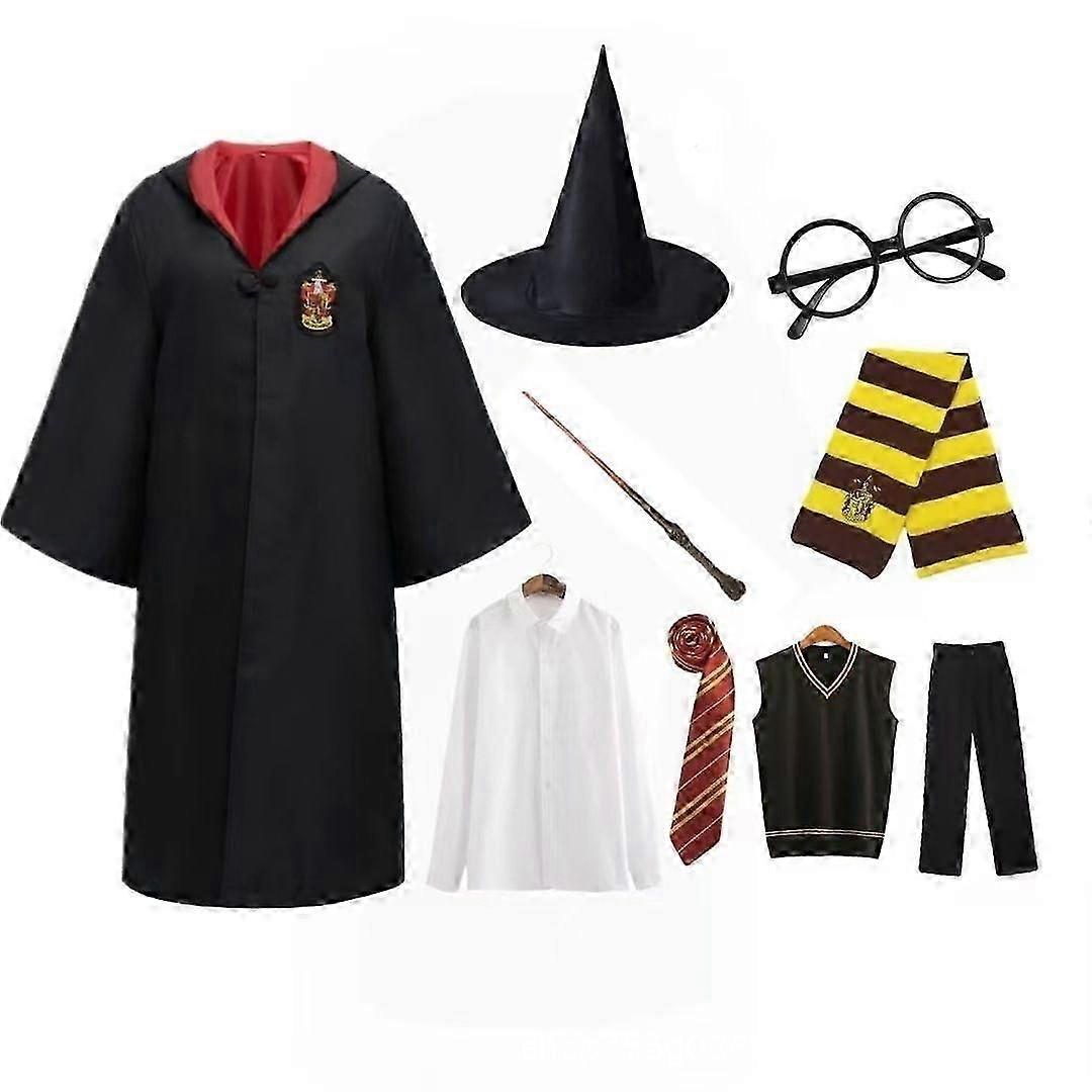 The robe costume set includes a resin wand and a hooded cloak Halloween cosplay costume