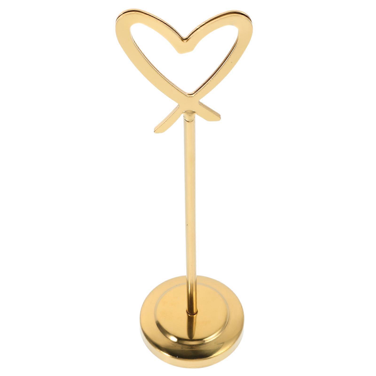 Stainless Steel Heart Shaped Memo Holding Stand Golden Color For Special Occasions Table Cards Photos Notes And Menus 1Pack