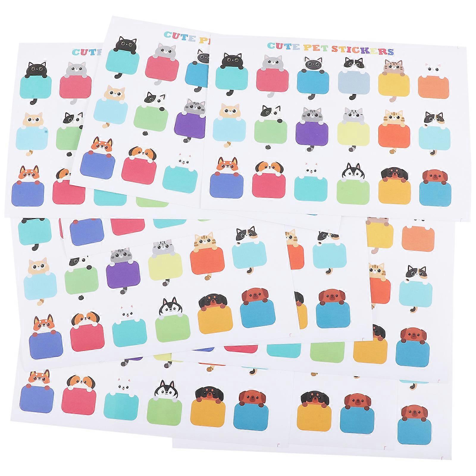 Name Stickers Cat Blank Labels for Kids 10 Sheets Paper Self Adhesive