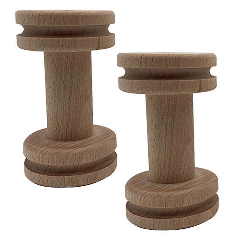 Brown Wooden Wire Winding Spools for Convenient Use 2Pcs Yarn Holders