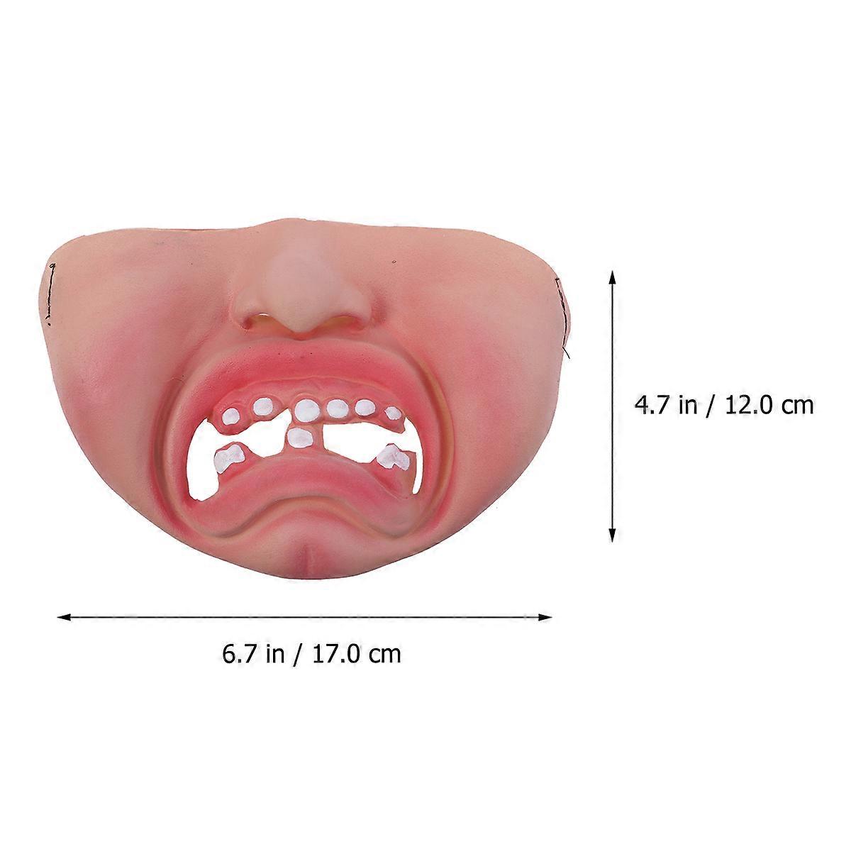 Khaki Halloween Costume Half Face Mask with Mad Angry Design for Party Use