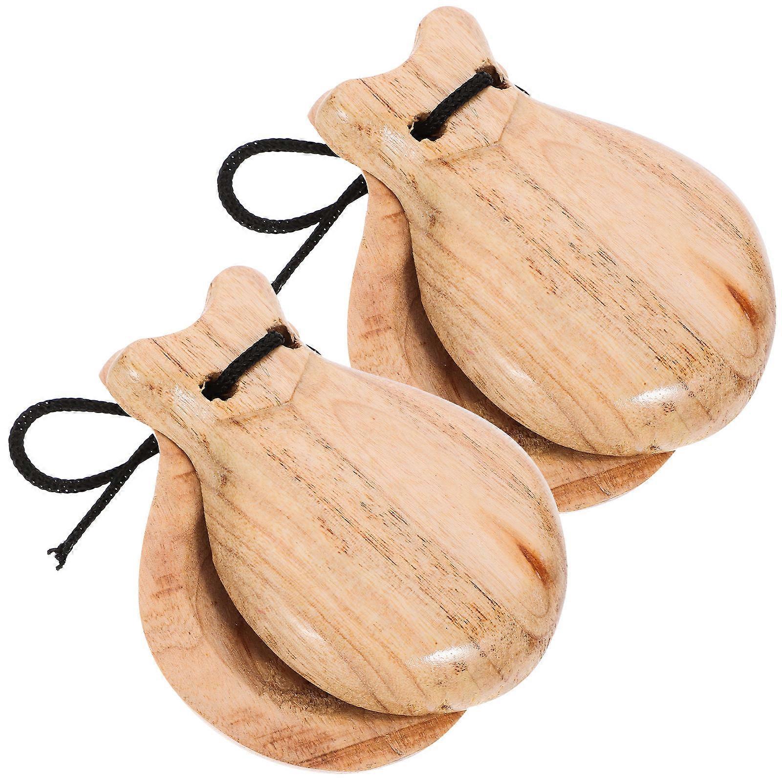 Musical Instrument Finger Castanets Wooden Castanet for Playing 2Pairs