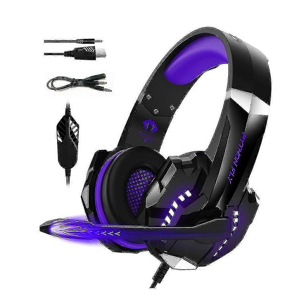 Python Fly G9000pro Gaming Headset With Noise Isolating 120-degree Adjustable Mic 40mm Driver Unit Wide Compatibility Purple