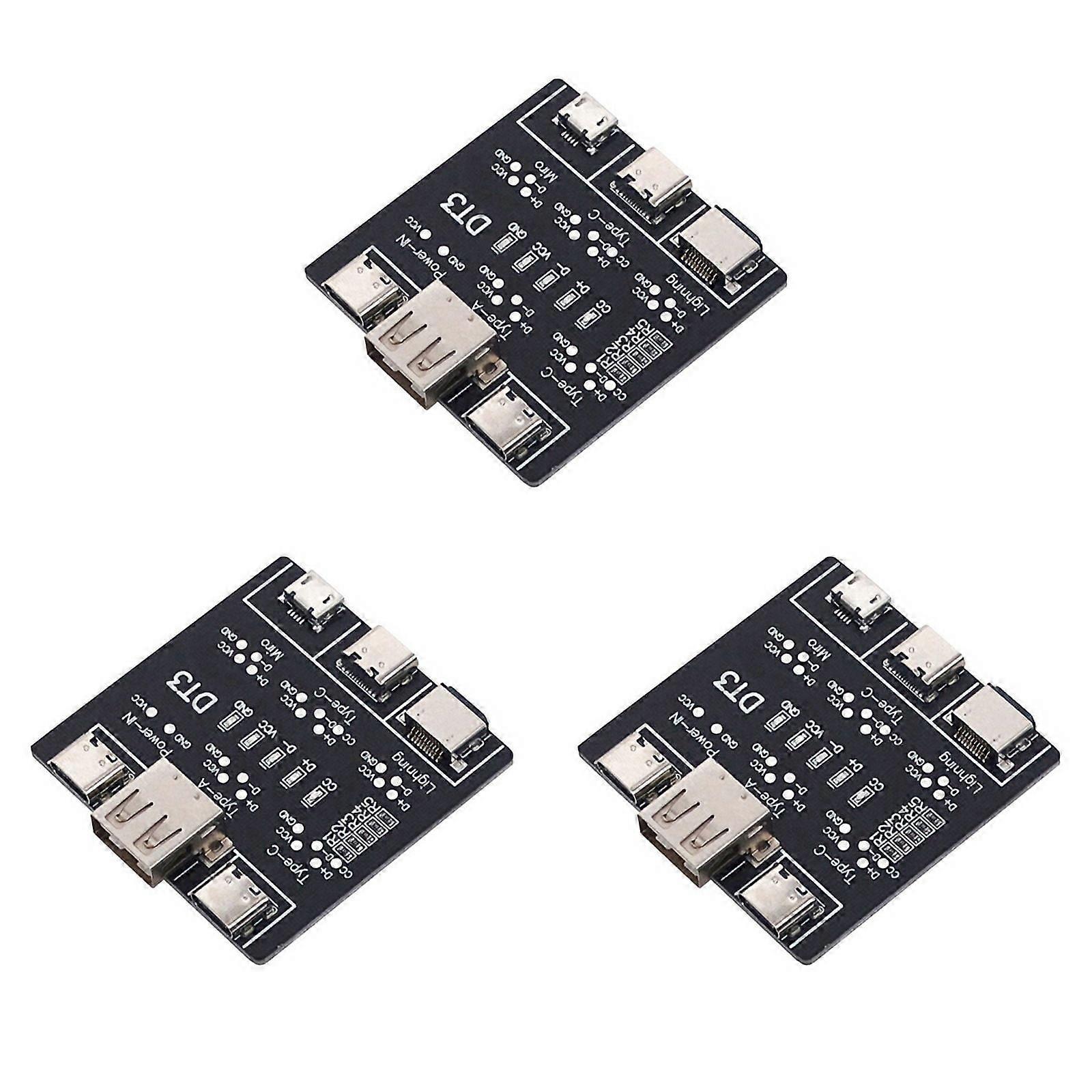 3X USB Data Line Detection Board for Android Micro-USB Type-C Short Circuit Switch Detection Board DT3 USB Cable Tester