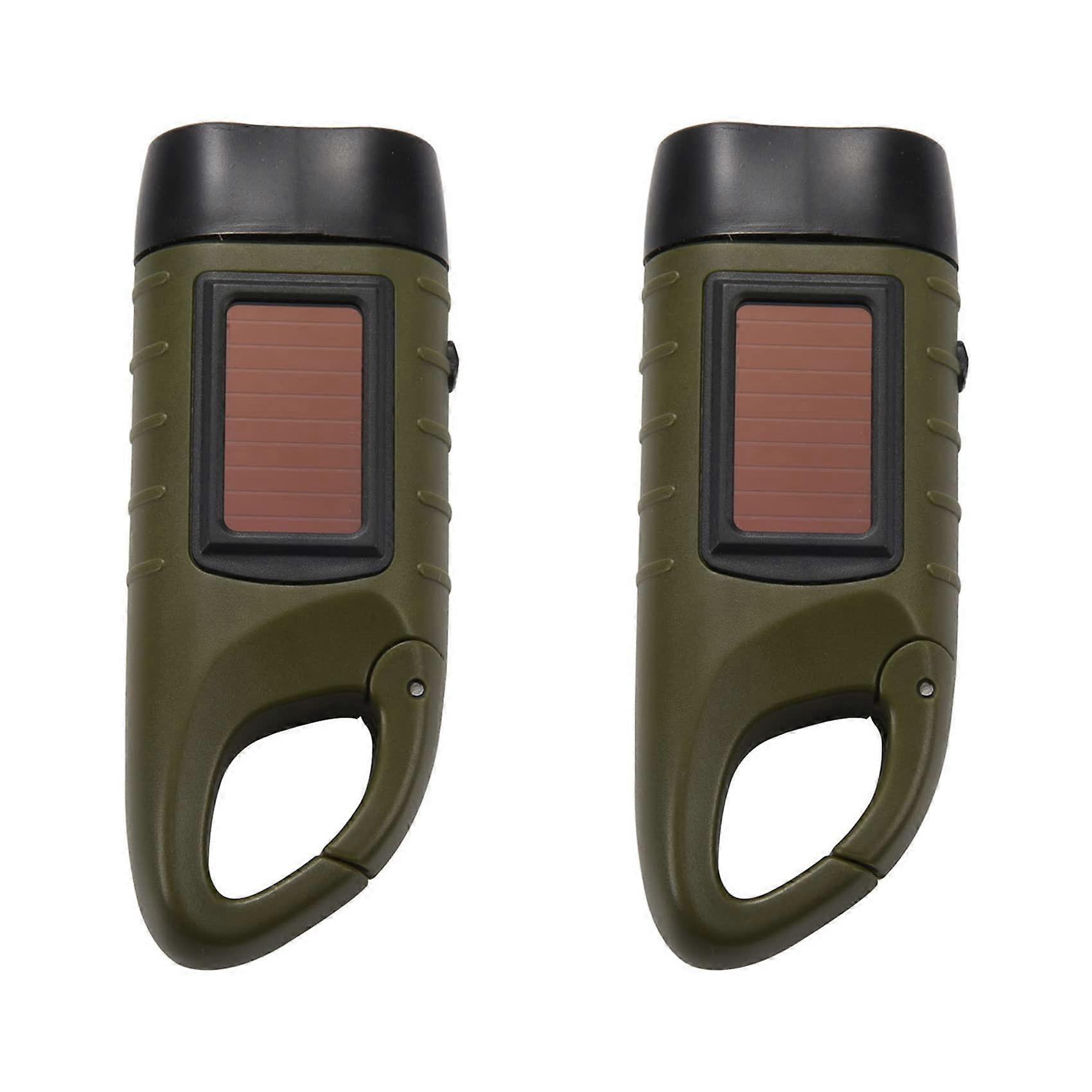Mini Emergency Hand Crank Dynamo Solar Flashlight Two Pack Rechargeable LED Light Emergency Portable Torch