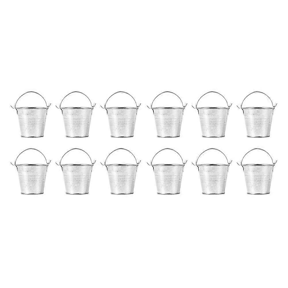 Small Iron Buckets Mini Metal Buckets Set for Storage Use 48Pcs Silver