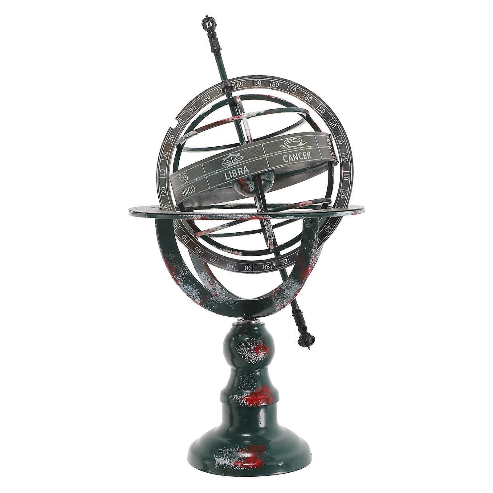 Rotating Iron Globe Vintage Globe 2Pcs for Desktop Decoration