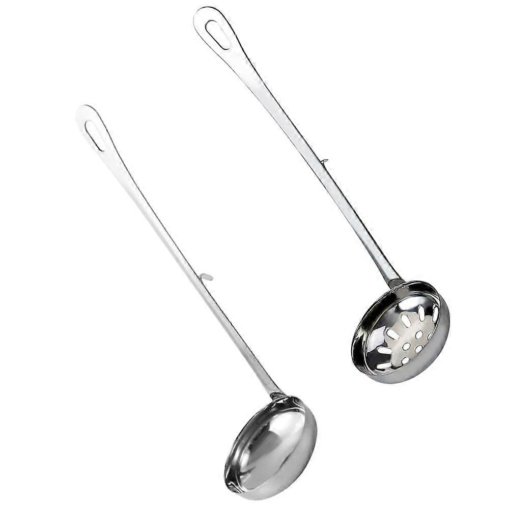 Silver Stainless Steel Hot Pot Serving Spoon and Colander 4Sets