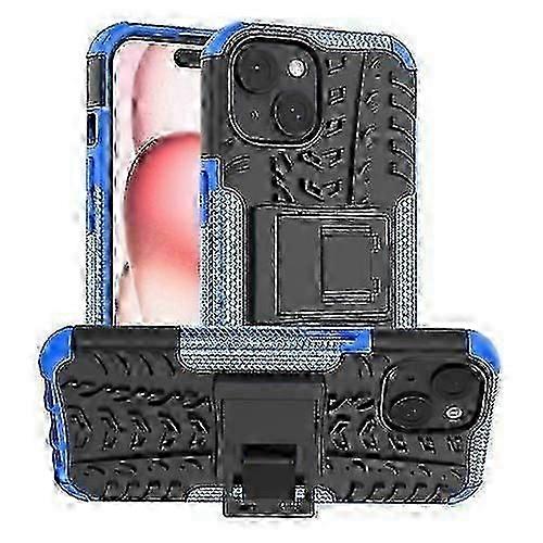 For iPhone 15 Tire Texture TPU + PC Mobile Phone Case with Holder