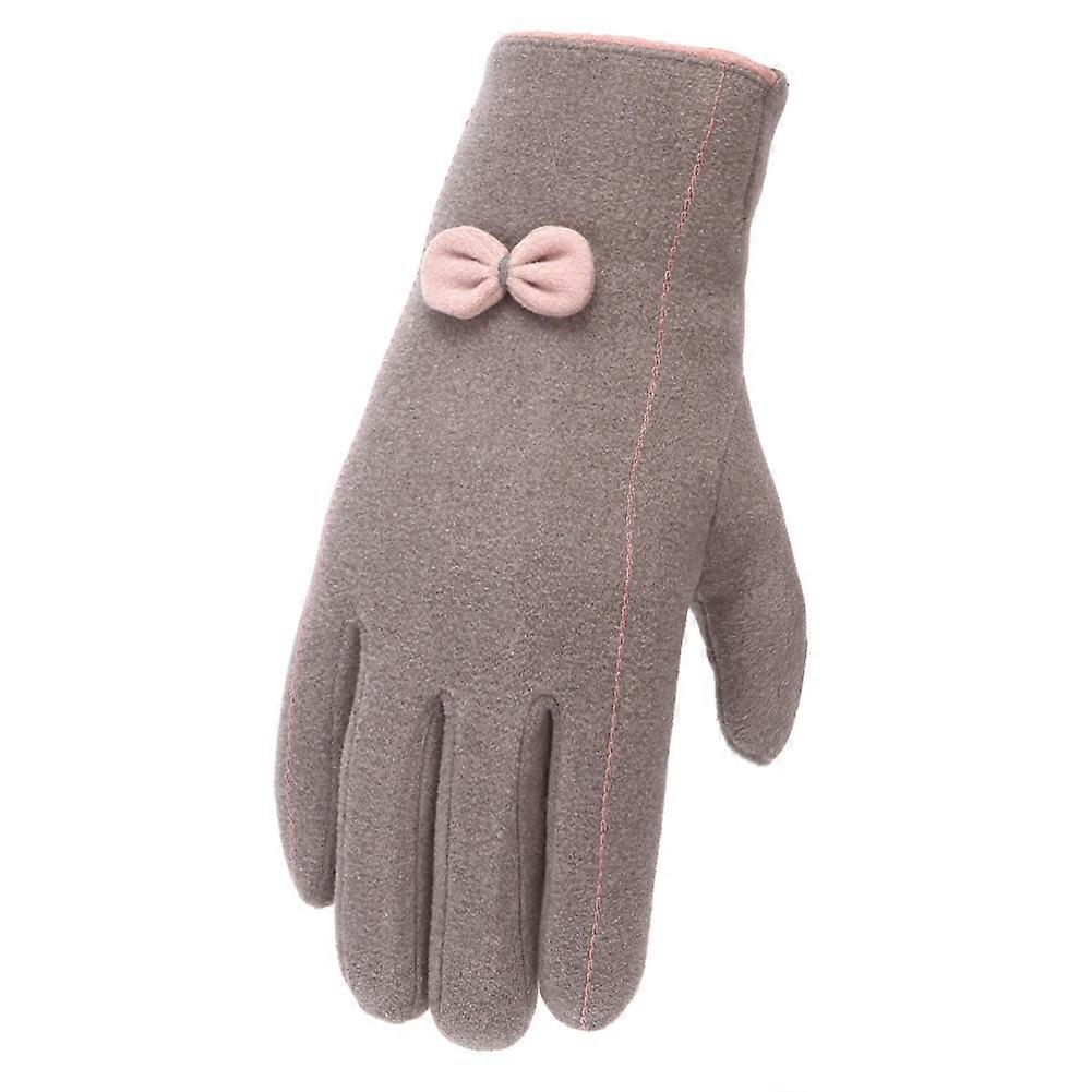 Touch screen warm gloves for women winter brown universal solid color wool winter warm fingerless gloves
