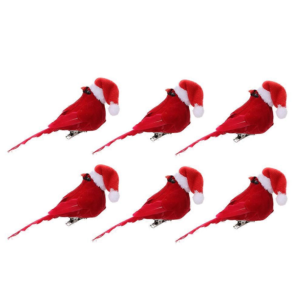 Christmas Scene Adornment 12 Pcs Decorative Bird Ornaments Red Color Ideal For Christmas Trees And Festive Occasions