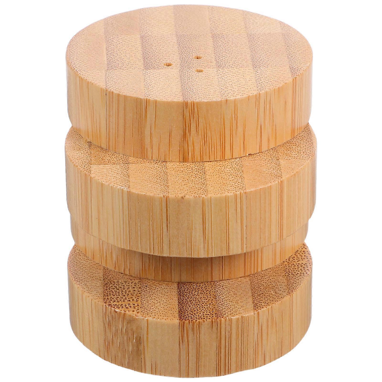 Bamboo Spice Jars Round Seasoning Jar for Kitchen Spacesaving Holder