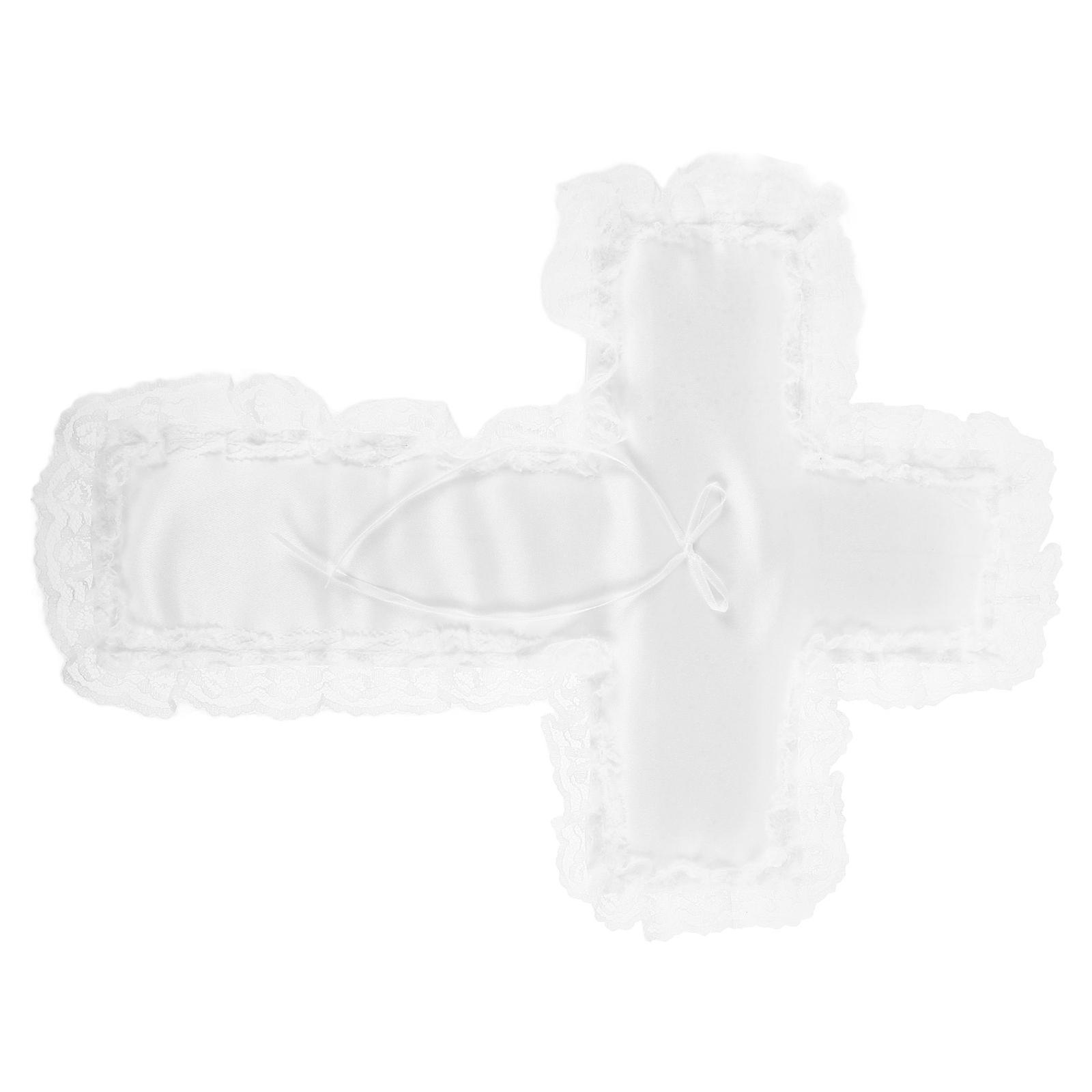 Cloth Wedding Ring Pillow Cross Shape for Engagement 3Pcs Pack