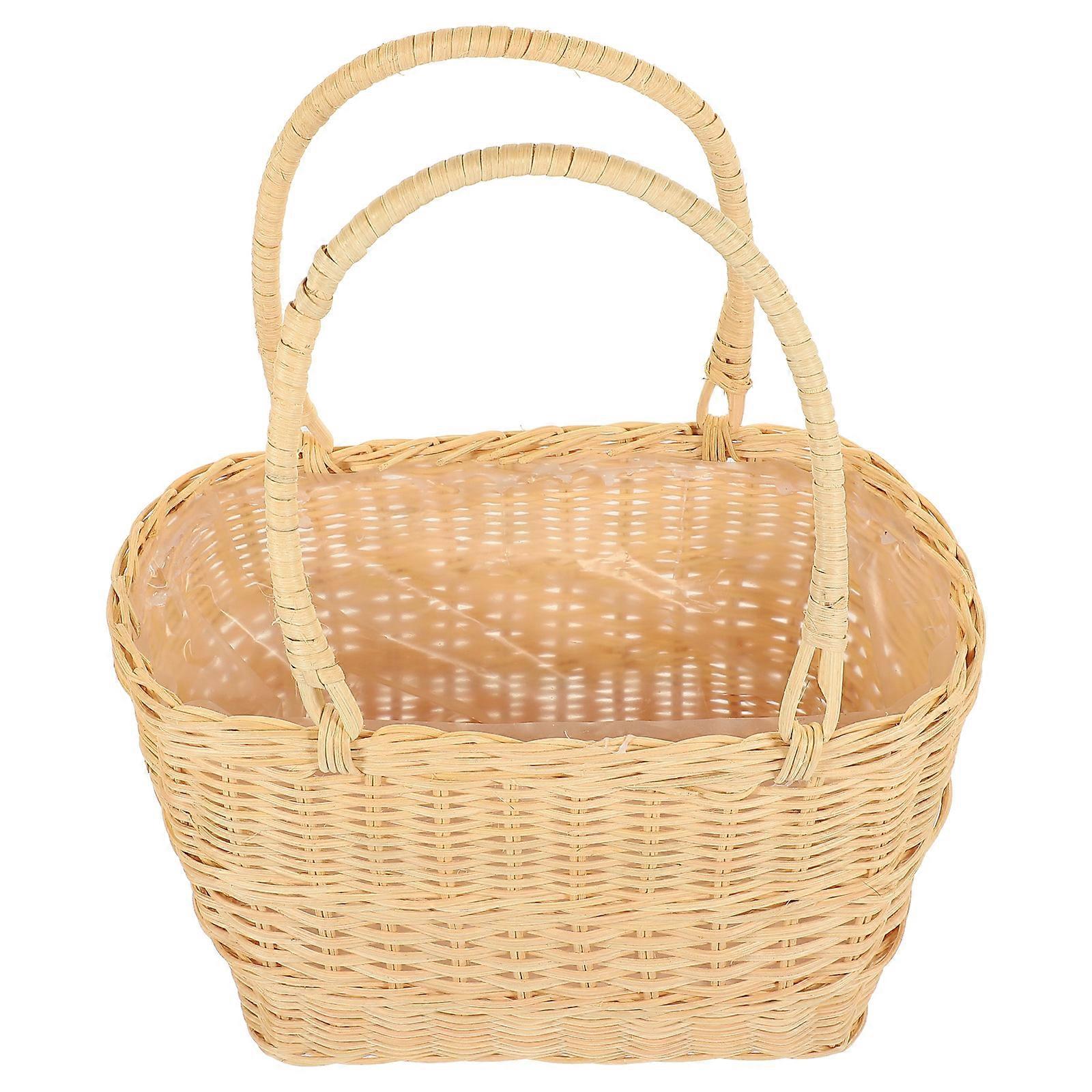 Hand-Woven Flower Arrangement Basket for Storage Use 2Pcs Beige