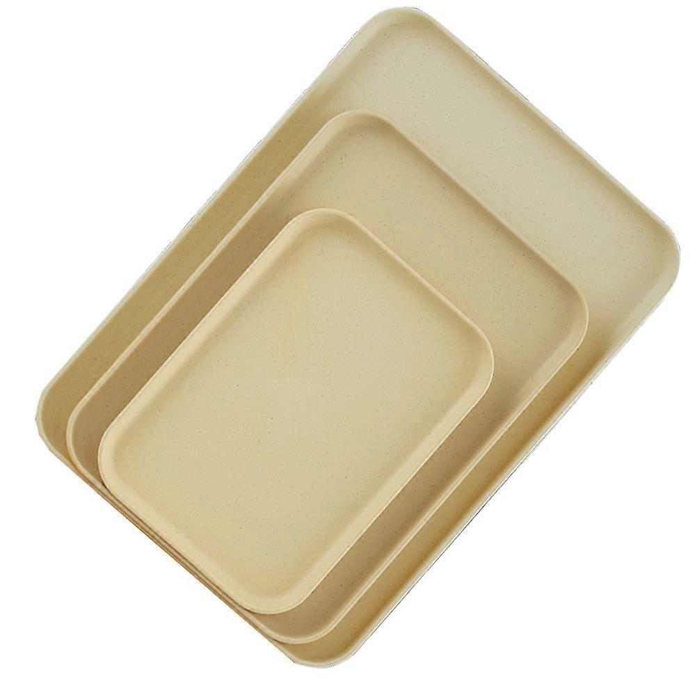 Straw Tray for Fruit and Teaware 3Pcs Yellow Cafeteria Set