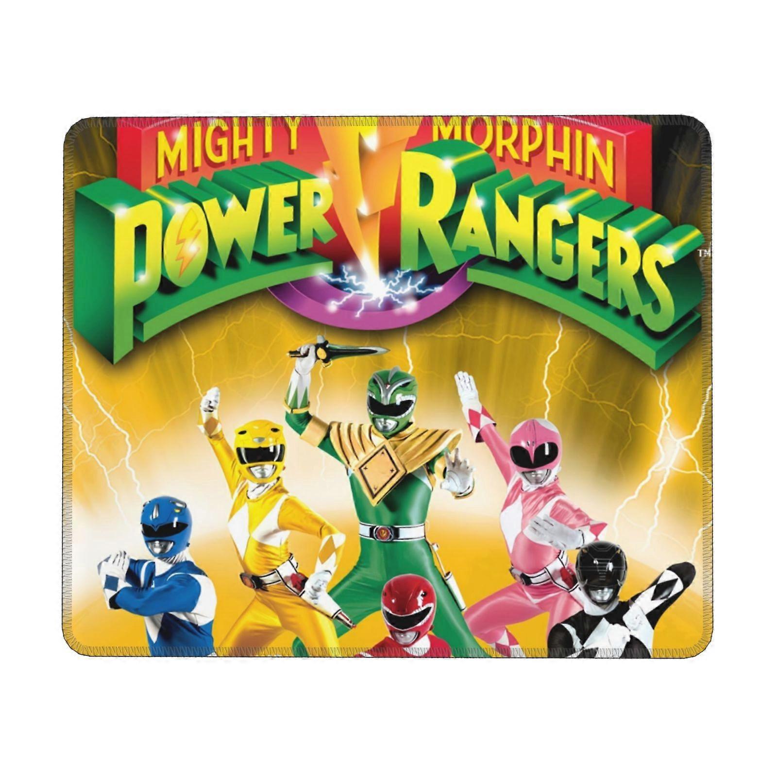Power Rangers Mouse Pad with Stitched Edge, Non-Slip Rubber Base, Washable Lycra Cloth, Compatible with Computers and Laptops