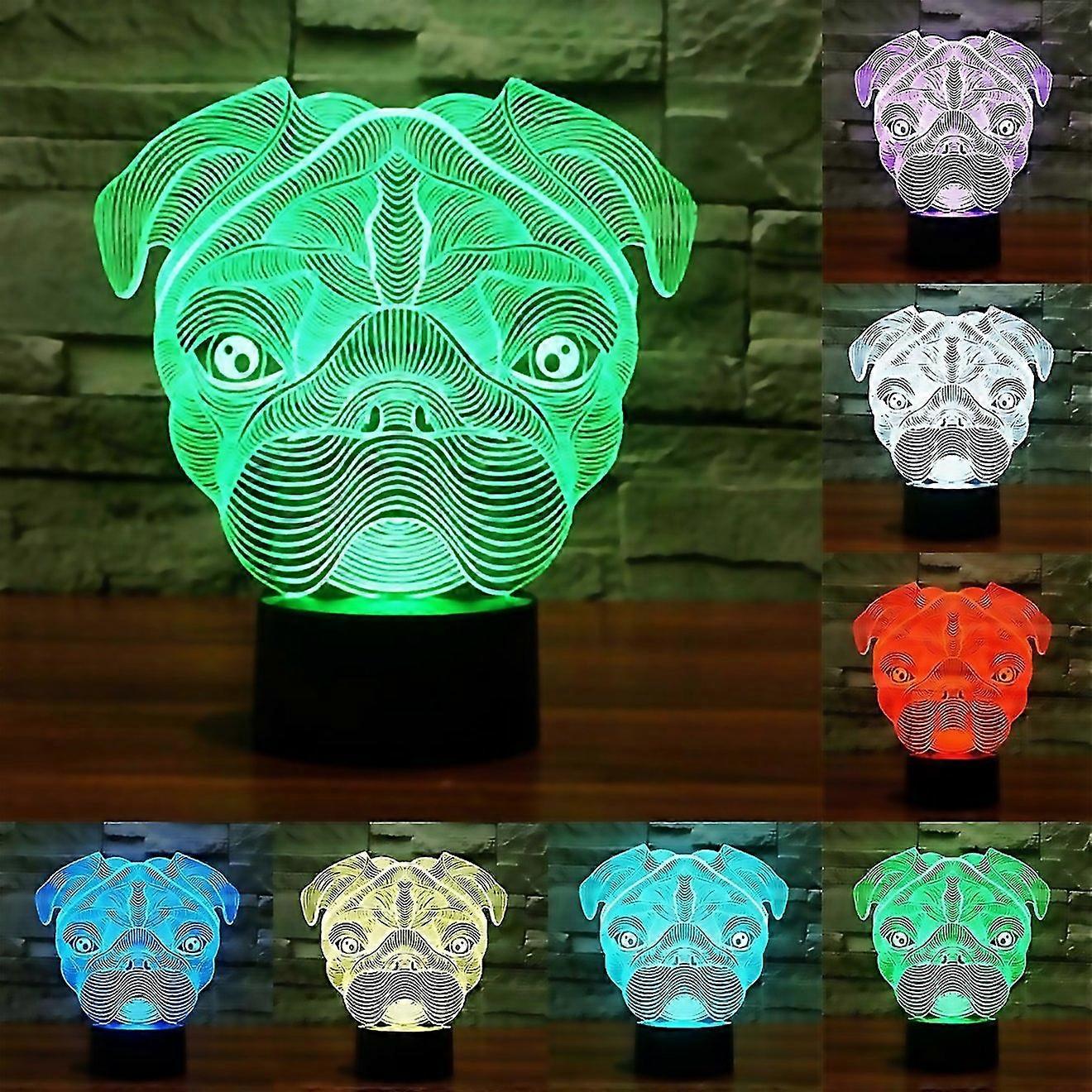For Dog Shape 3d Touch Switch Control Led Light 7 Color Discoloration Creative Visual Stereo Lamp De