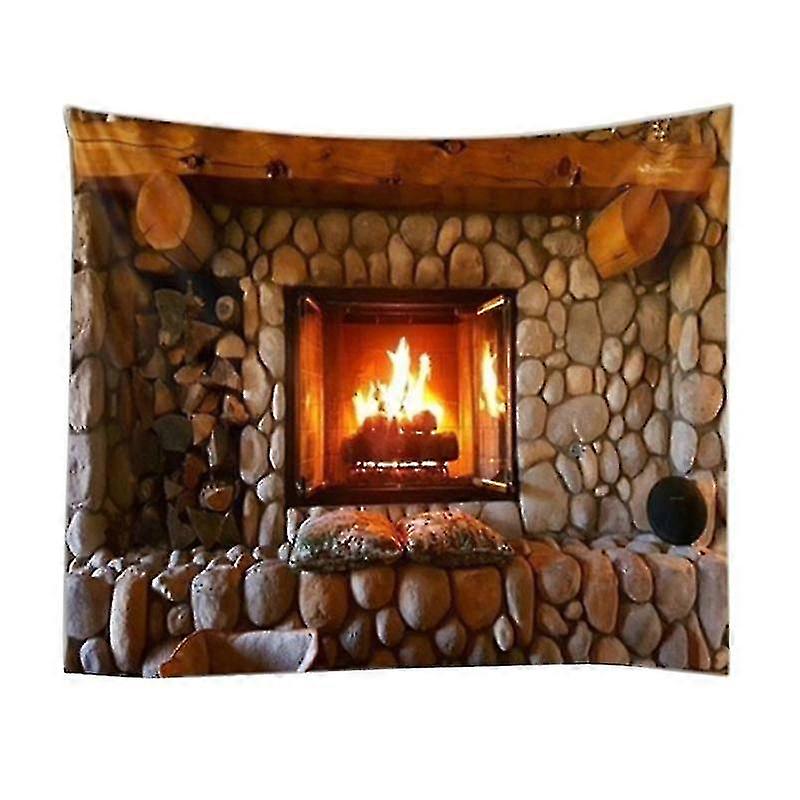 Stone Fireplace Pattern Wall Art Hanging Tapestry Room Bedspread Blanket Decor