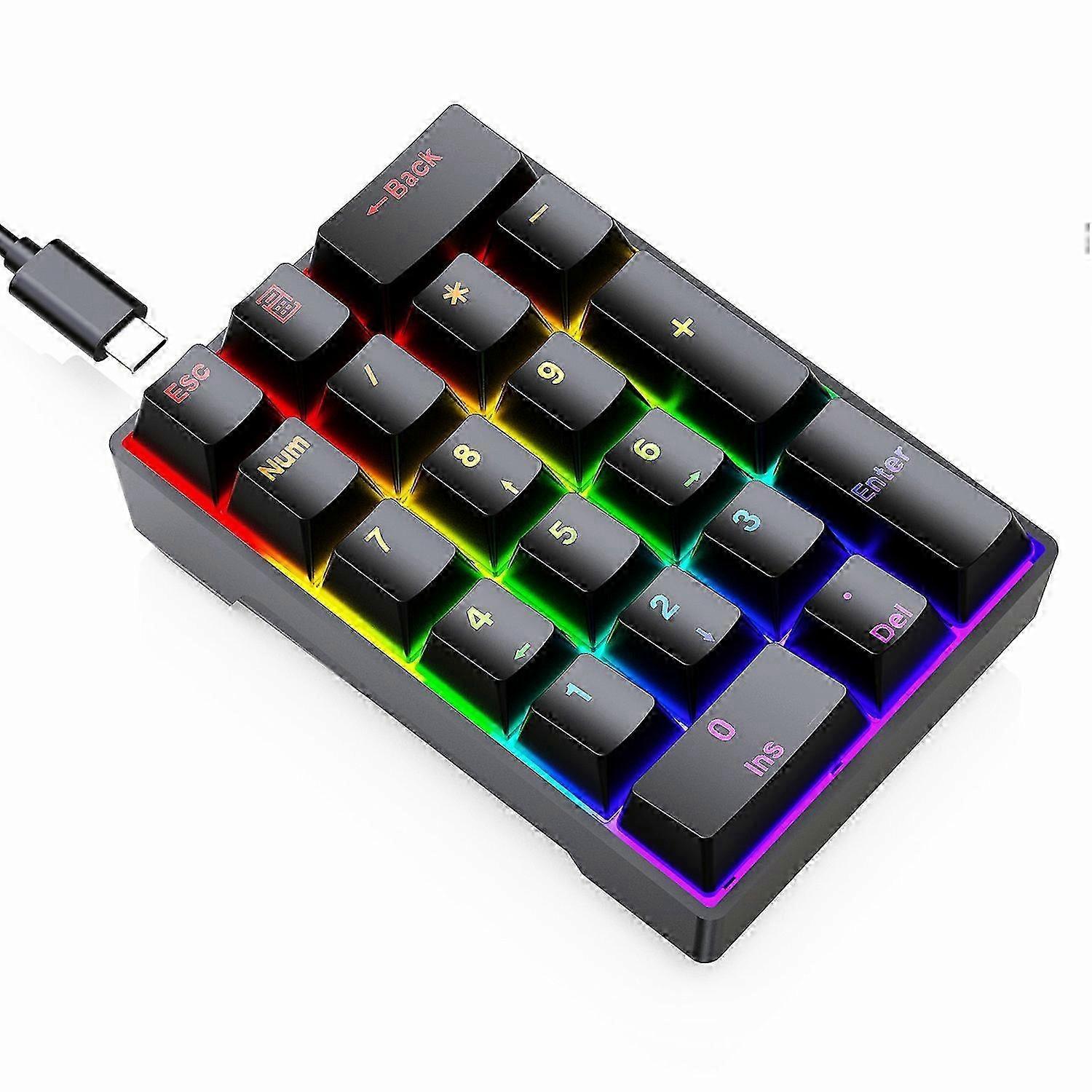 Type A Y-FRUITFUL YF20 Laptop Mechanical Numeric Keypad 20 Keys RGB Backlit Wired External Mini 25-26