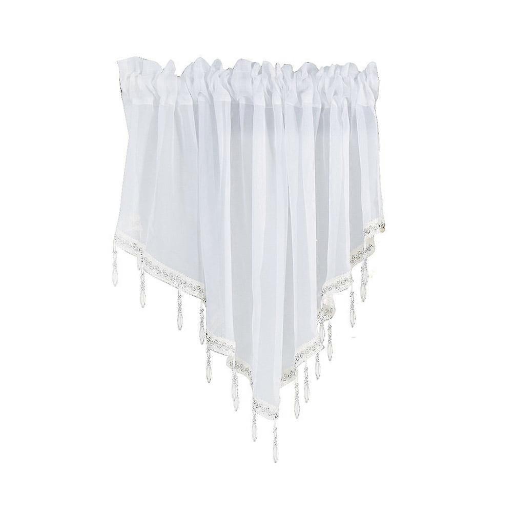 Farfi Solid Color Triangle Shape Kitchen Short Curtain Window Valance Drape Home Decor (White)