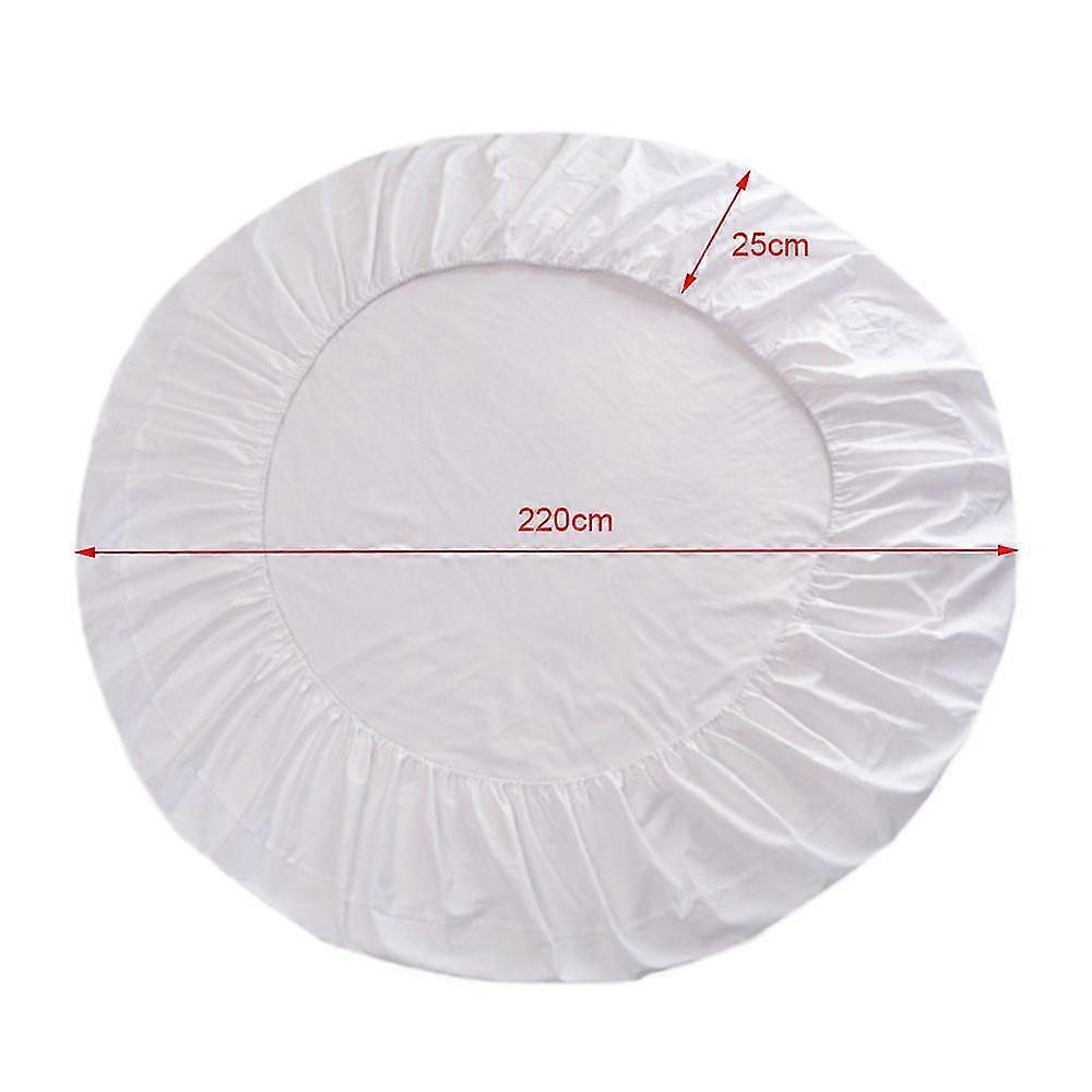 White And Camel Solid Color Pure Cotton Round Bed Sheet Fitted Sheets 25-26