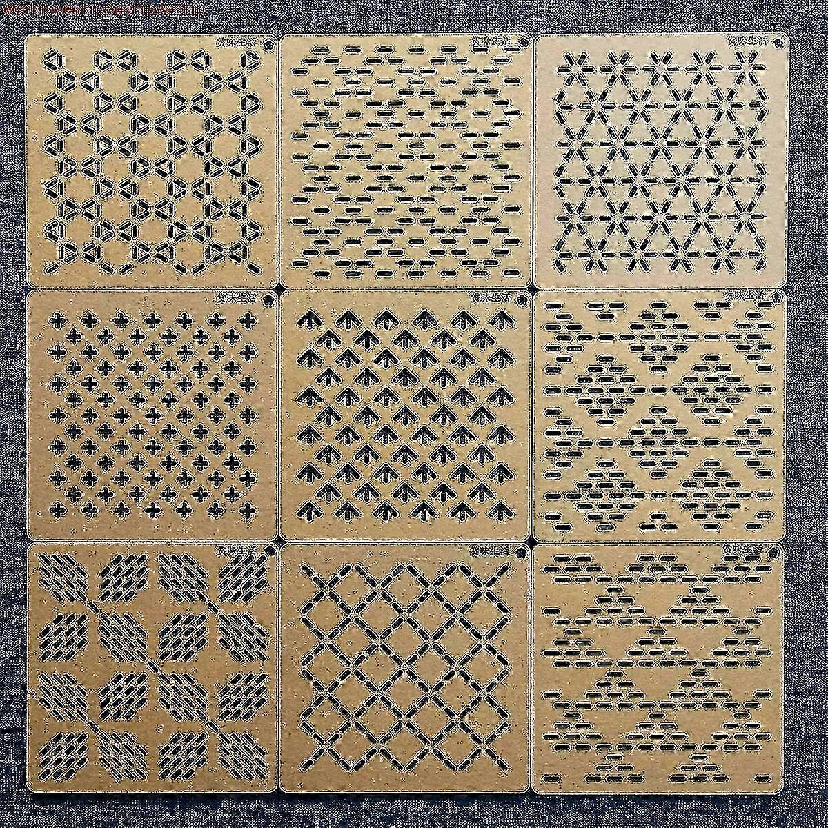 طقم التطريز مع مسطرة خياطة اللحف الاكريليك ، قالب ساشيكو ، أدوات الخياطة المرقعة للتصميم