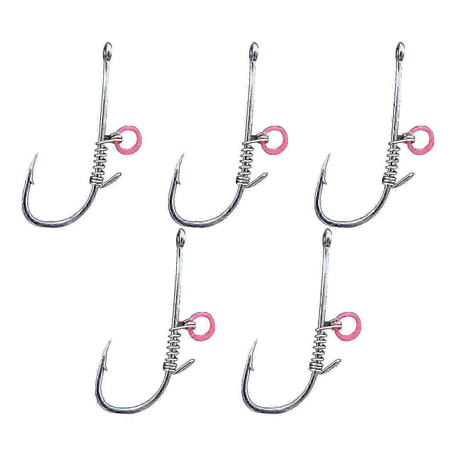 5pcs Barbed Fishing Hooks with Holes Adapt to Various Environment Live Shrimp Fixed Hooks for Bass Fishing Tackle